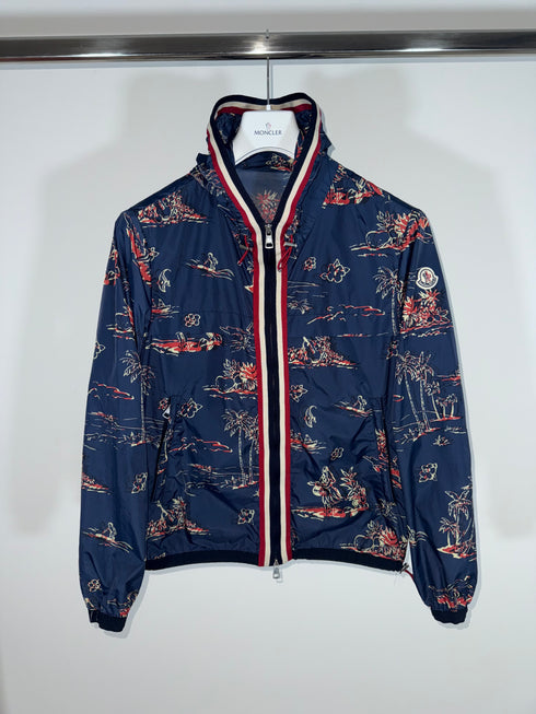 Moncler Anton Jacket Size 1 Blue Palm Print