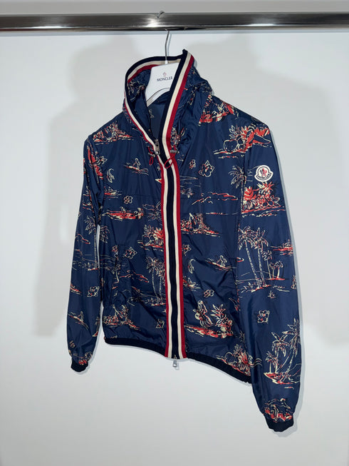 Moncler Anton Jacket Size 1 Blue Palm Print