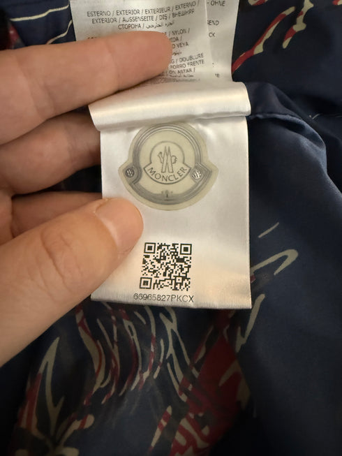 Moncler Anton Jacket Size 1 Blue Palm Print