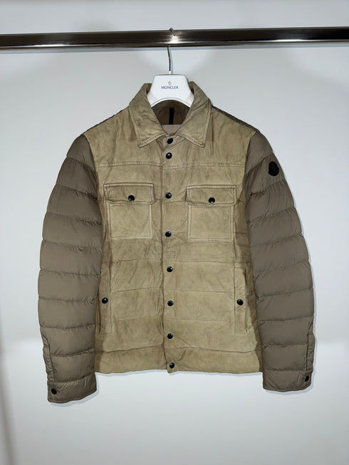 Moncler Nourry Jacket Size 3 Beige Suede
