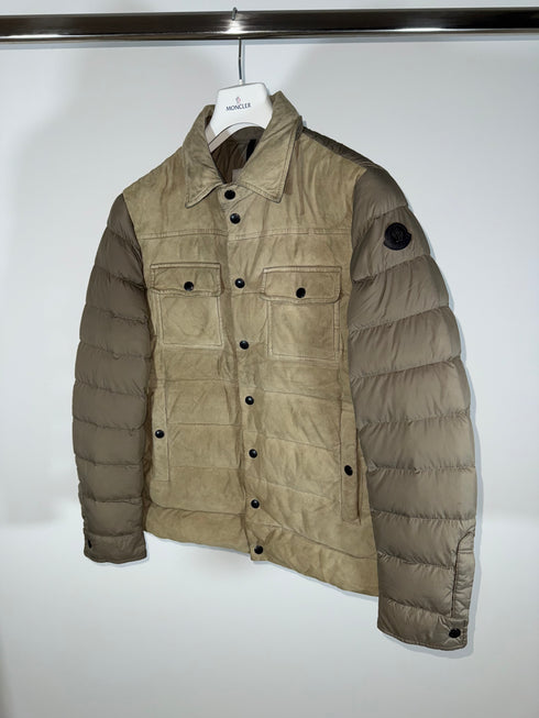 Moncler Nourry Jacket Size 3 Beige Suede