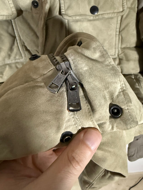 Moncler Nourry Jacket Size 3 Beige Suede