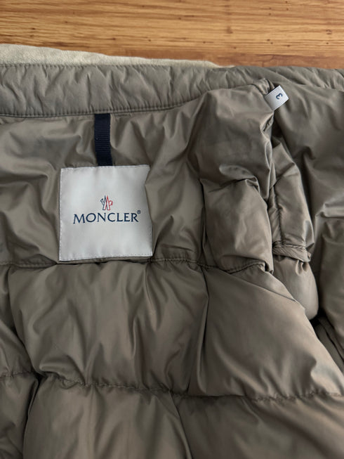 Moncler Nourry Jacket Size 3 Beige Suede
