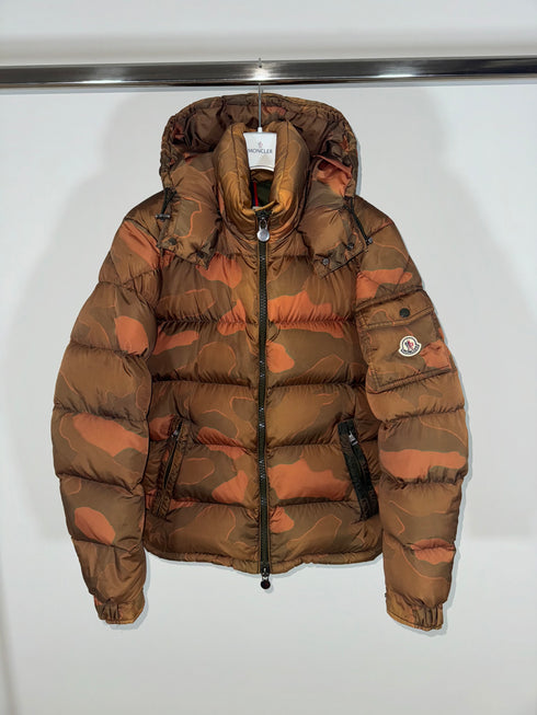Moncler Jacket Maya size 3 tan/orange camo