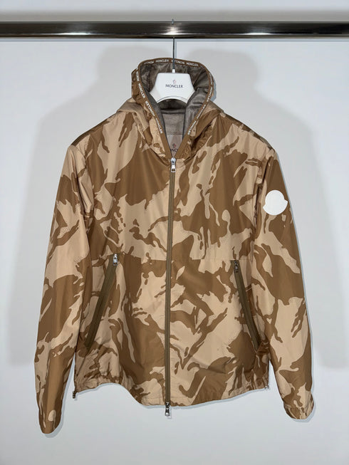 Moncler Chardon Jacket Size 4 Tan/Brown Camo